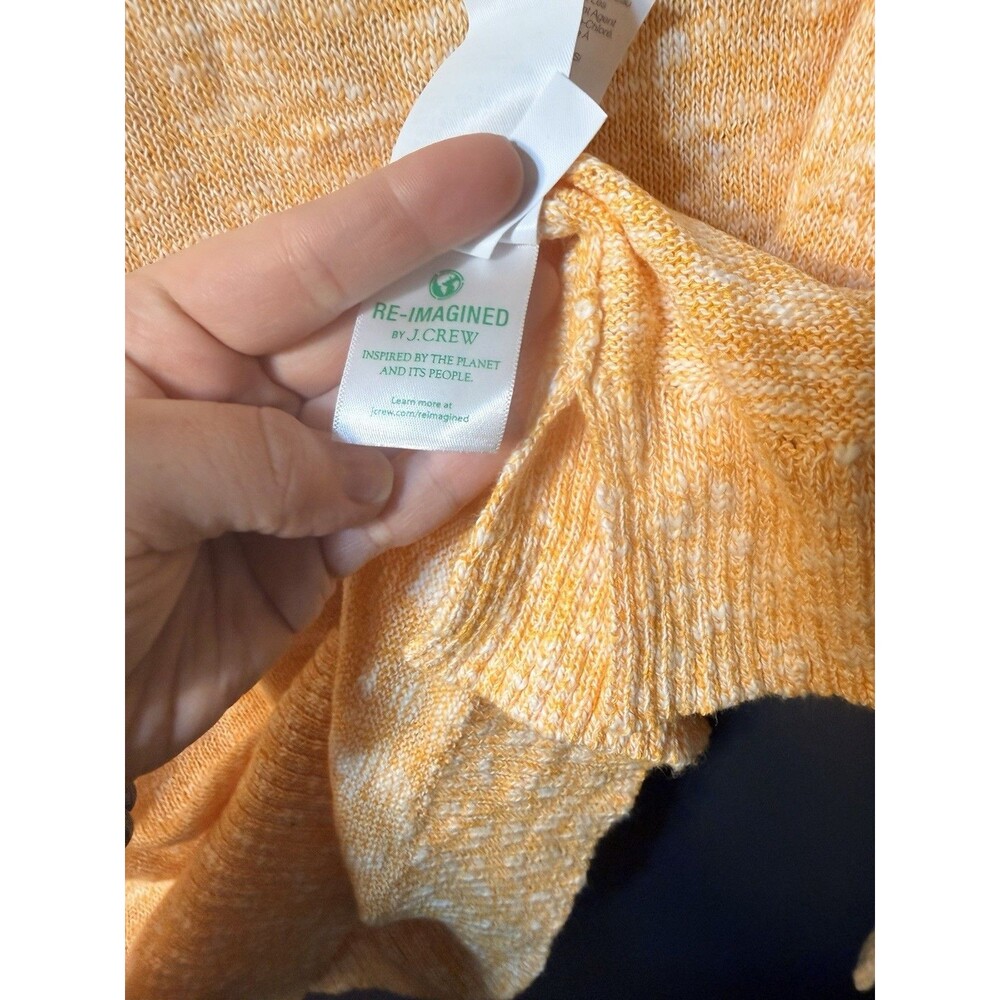 J. Crew Factory Size XL Orange Sherbet Marled Crewneck Summer Sweater Cotton New - Picture 5 of 6